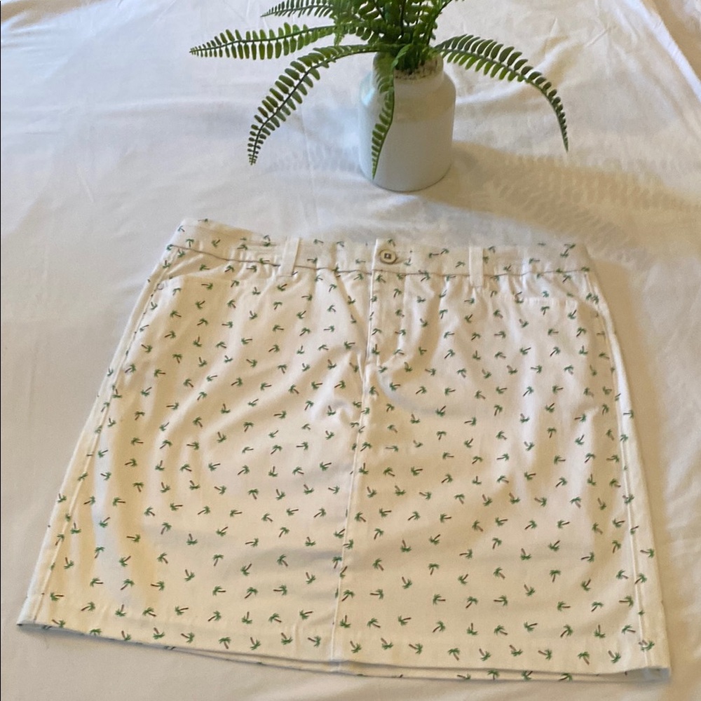White and Green Palm Tree Skort